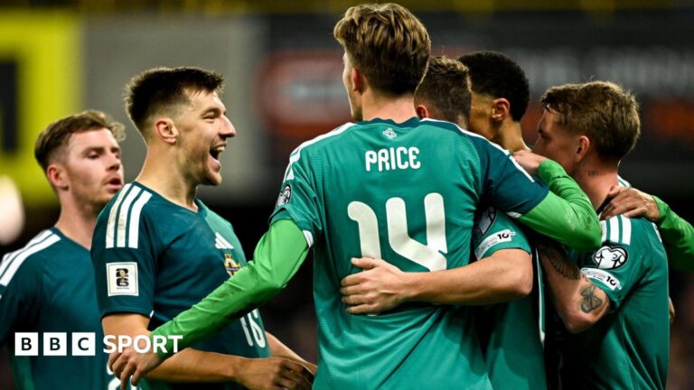 Don’t write off Northern Ireland, Wales boss Craig Bellamy warns Northern Ireland celebrate scoring a goal against Luxembourg in November
