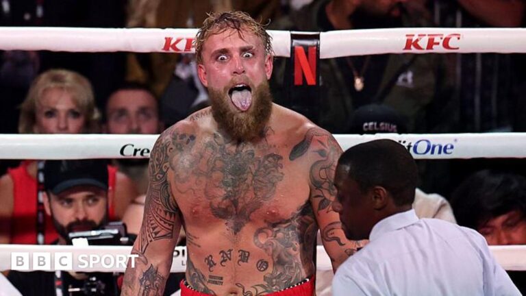 Jake Paul vs Anthony Joshua: American goes to hospital after fight Jake Paul sticks his tongue out during a fight