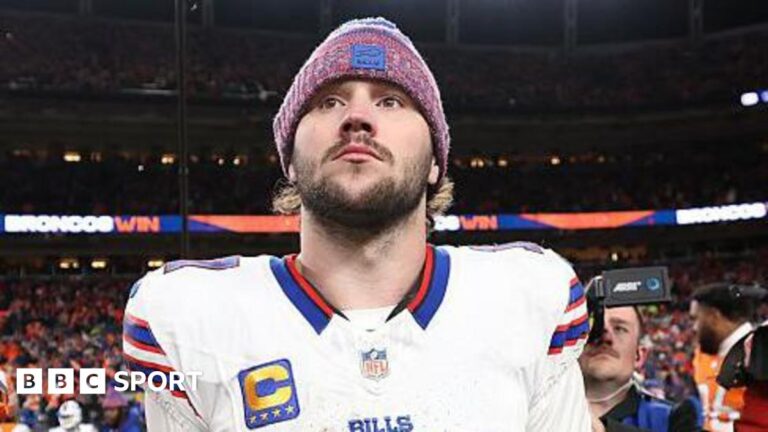 NFL play-offs: Denver Broncos beat Buffalo Bills in overtime in Divisional Round Josh Allen looking disappointed after the Buffalo Bills lose to the Denver Broncos in the NFL play-offs in 2026