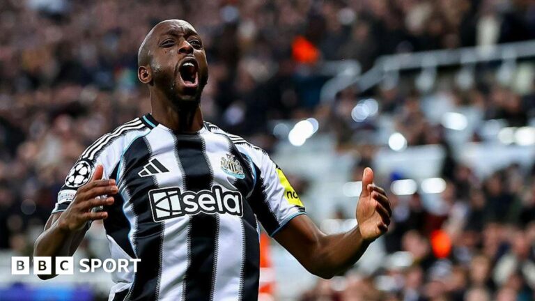 Yoane Wissa celebrates after scoring for Newcastle United against PSV Eindhoven at St James' Park on 21 January, 2026