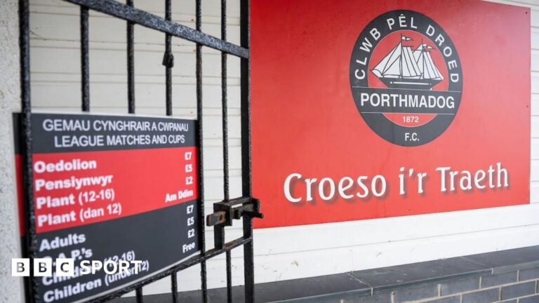 Police investigating elbow incident in Welsh grassroots football match A general view of the entrance at Y Traeth, Porthmadog