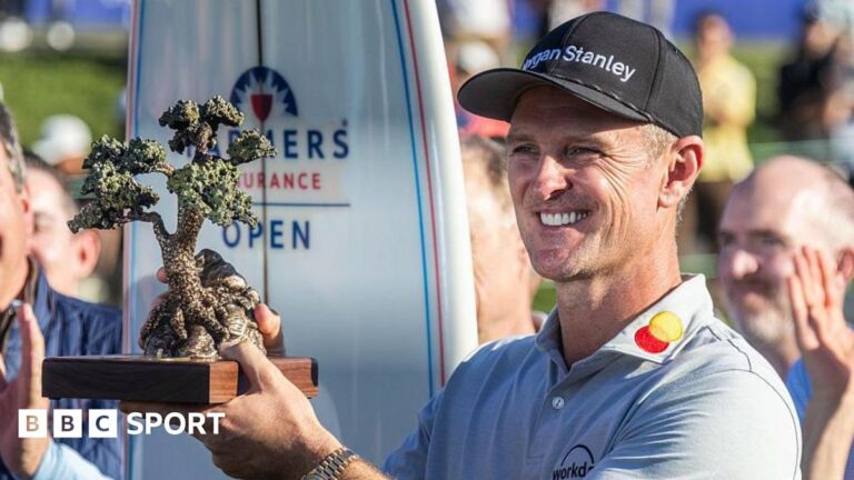 Farmers Insurance Open: Justin Rose secures record-breaking victory Justin Rose is presented the Championship trophy after winning the Farmers Insurance Open