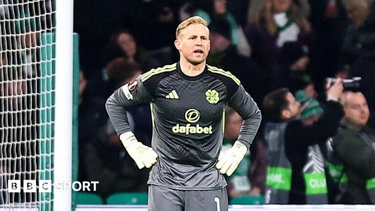 Kasper Schmeichel: Keeper in spotlight after night of gloom for Celtic Kasper Schmeichel looks dejected after conceding a goal against Stuttgart