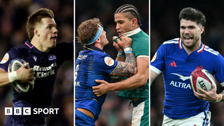 Six Nations 2026: Five talking points from round two Huw Jones, Cormac Izuchukwu and Matthieu Jalibert side by side in a composite image
