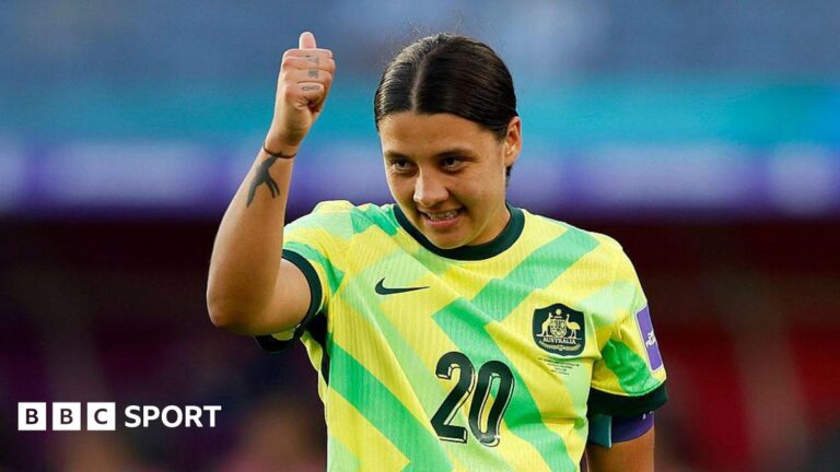 Asian Cup: Sam Kerr scores first goal in 28 months as Australia beat Philippines Sam Kerr celebrates scoring against the Philippines