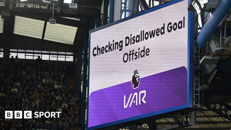 Daylight offside rule: Canadian Premier League trialling rule in 2026 Scoreboard showing a VAR check for offside