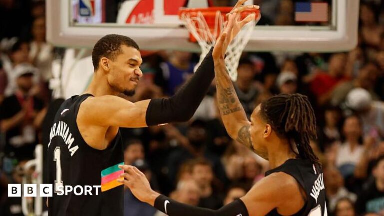 NBA: Victor Wembanyama helps San Antonio Spurs to comeback win over Los Angeles Clippers Victor Wembanyama celebrates with San Antonio Spurs team-mate Devin Vassell during their win over the Los Angeles Clippers on 6 March 2026