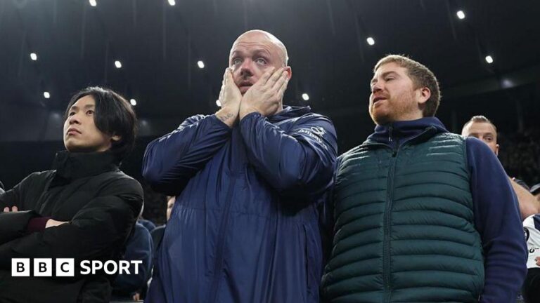 Spurs crisis – who is to blame for club’s struggles? Dejected Spurs fans during the home defeat to Crystal Palace.