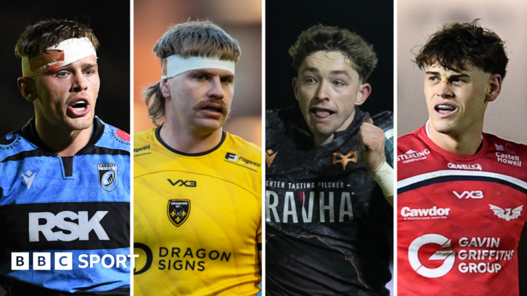 URC: Cardiff, Ospreys hunt play-offs, Dragons and Scarlets battle Cardiff's Alex Mann, Dragons' Aaron Wainwright, Ospreys' Dan Edwards and Scarlets' Eddie James