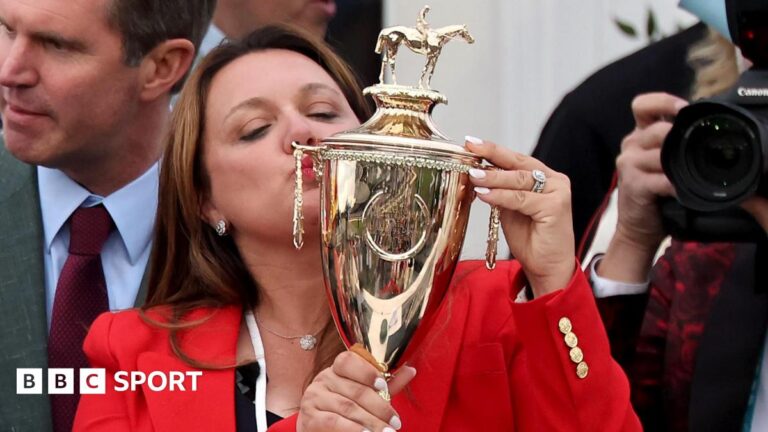 Kentucky Derby 2026: Cherie DeVaux makes history as Golden Tempo wins after late surge Cherie DeVaux kisses the Kentucky Derby trophy