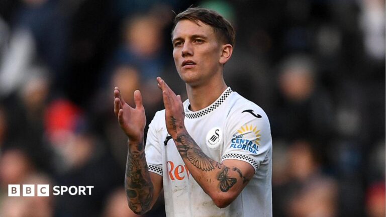 Ethan Galbraith: Swansea City midfielder poised to join Stoke City for eight-figure fee Ethan Galbraith in action last season