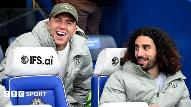 Marc Cucurella joins Real Madrid – will Enzo Fernandez follow? Enzo Fernandez joking with Marc Cucurella on Chelsea's bench