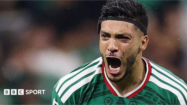 Raul Jimenez celebrates his goal against Ecuador