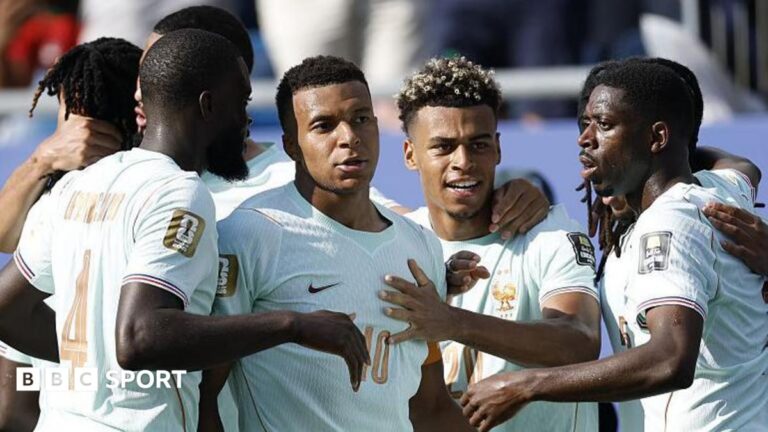 A graphic showing the France starting XI for the 2018 World Cup final