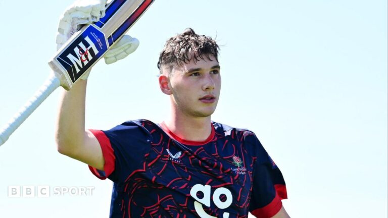 Rocky Flintoff: Teenager hits first professional century for Lancashire against Somerset Rocky Flintoff