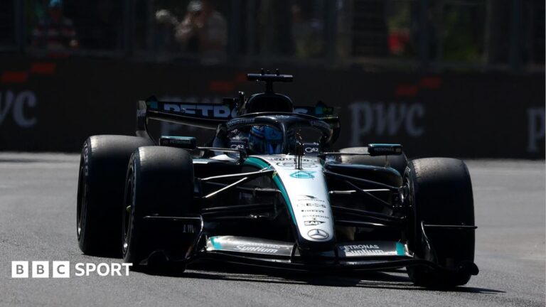 Azerbaijan Grand Prix: George Russell fastest as Kimi Antonelli stops on track with hydraulic leak Mercedes' George Russell during Azerbaijan Grand Prix first practice