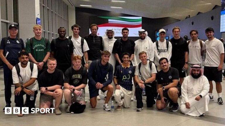 Some of the Salisbury squad posing for a group photo after arriving in Kuwait